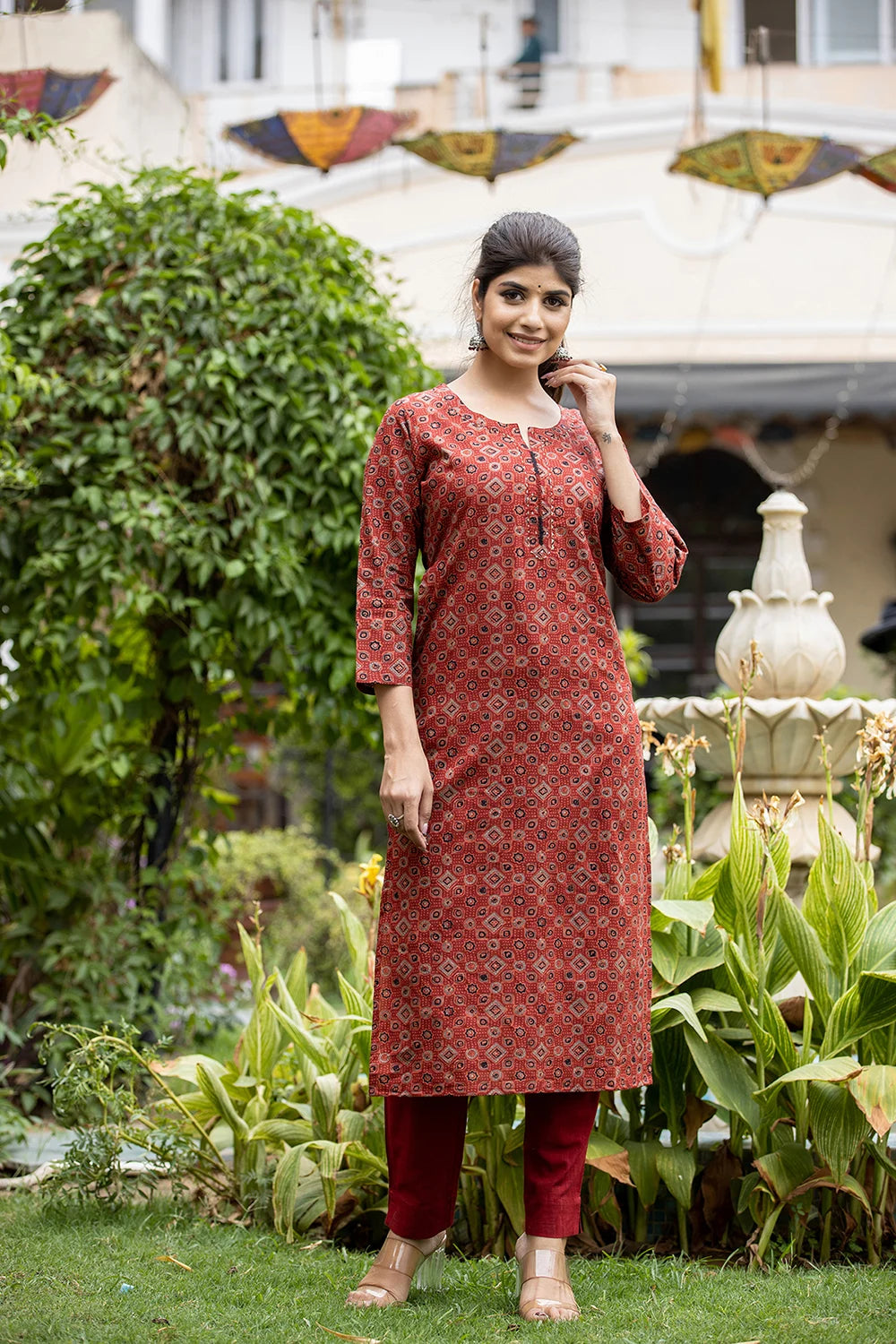 Red Bandhani Anarkali Suit set - Dress me Royal